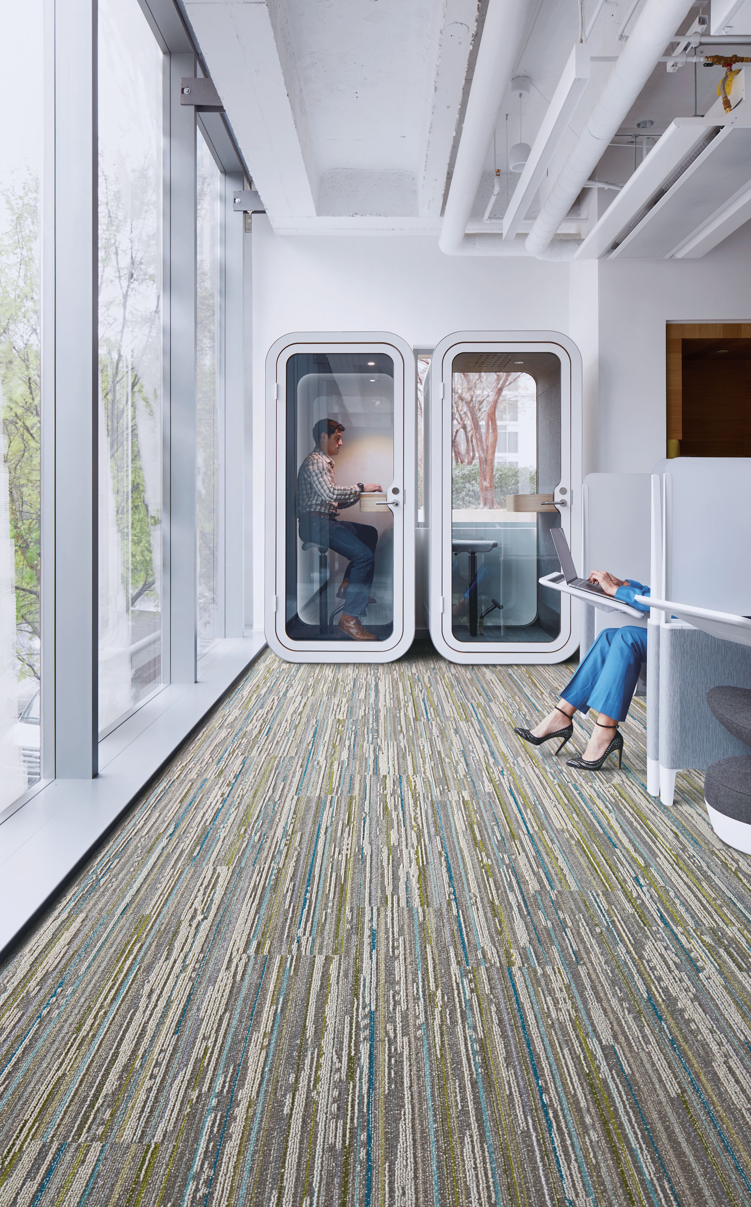 Interface Video Spectrum carpet tile in office common area showing work spaces image number 1